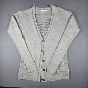 Hollister V-Neck Button Front Cardigan Heather Gray Crocket Back Small Soft Girl